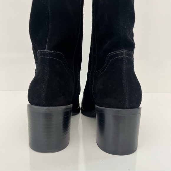 Steve Madden Romney Mid-Calf Boots Black Leather Block Heel Almond Toe Size 6 - Picture 10 of 13